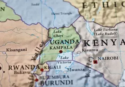a map showing the country of Uganda